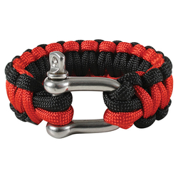 Náramek SURVIVAL PARACORD D-SHACKLE ČERVENO-ČERNÝ velikost 8