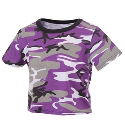 Triko dámské krátké CROP VIOLET CAMO velikost L