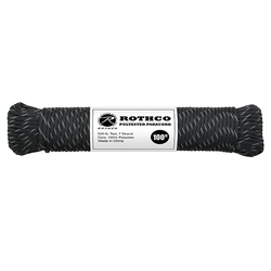 Šňůra PARACORD polyester 550LB 30m 4mm ČERNÁ/REFLEXNÍ nitky