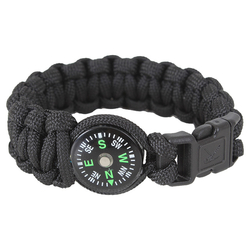 Náramek SURVIVAL PARACORD s kompasem ČERNÝ velikost 8