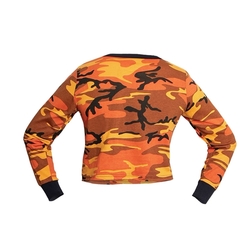 Triko dámské krátké CROP dlouhý rukáv ORANGE CAMO velikost L