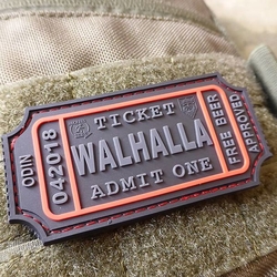 Nášivka WALHALLA TICKET BEER velcro plast ČERNÁ/ČERVENÁ